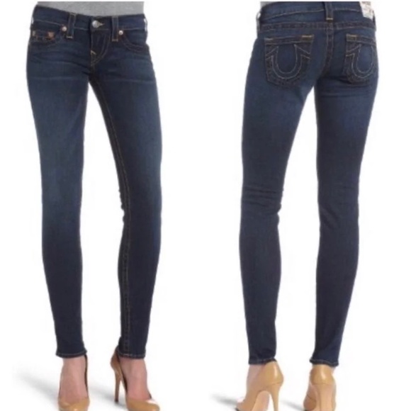 EUC. Low Rise [True Religion] Skinny Casey Stretchy Denim Blue Jeans | 25 XS 0 - Picture 7 of 16